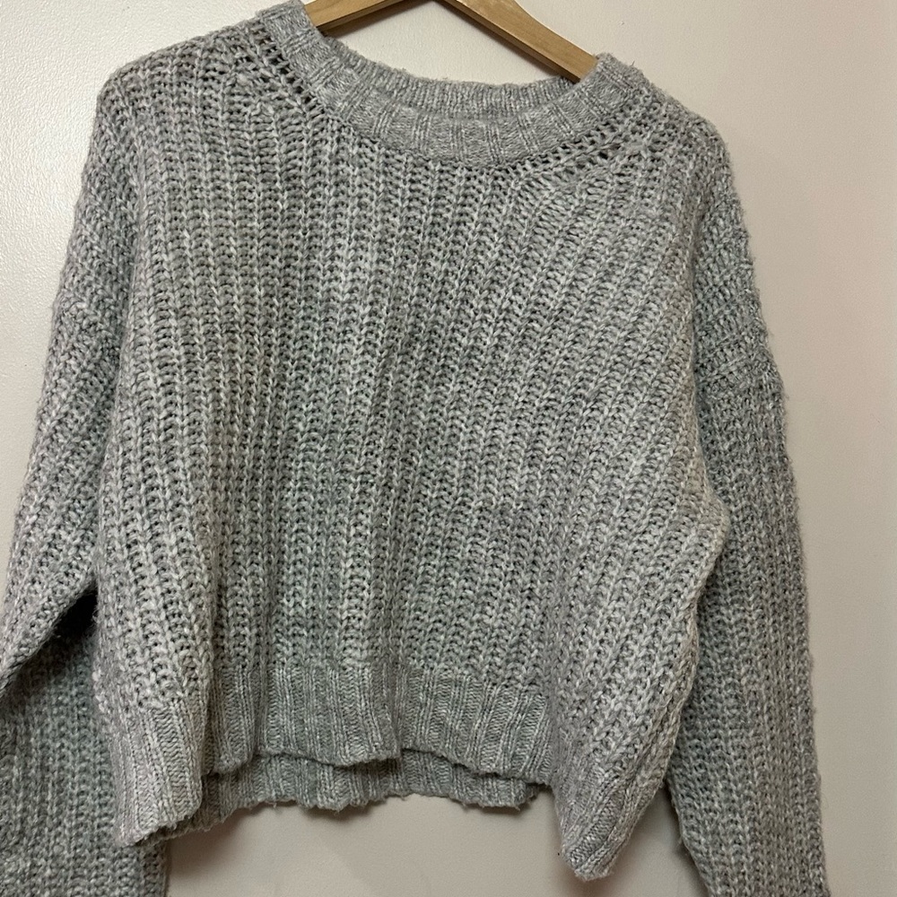 American Eagle Open Knit Cropped Long-Sleeve Sweater